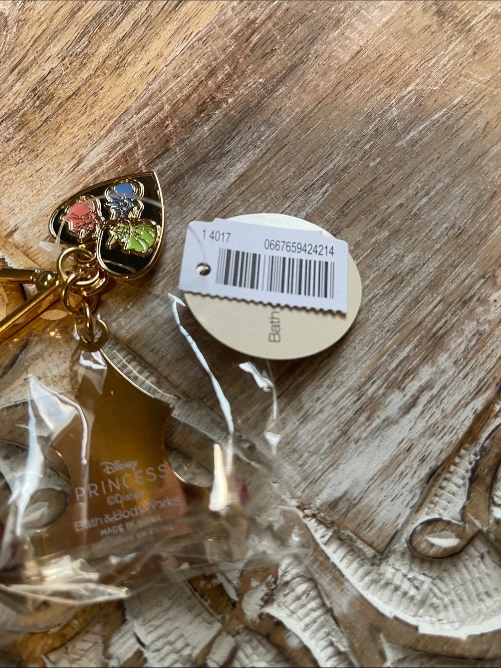 Bath & Body Works Gold Decorative Bell Keychain with Multicolor Gems